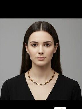 Yellow Tiger's Eye Necklace in Goldtone